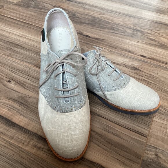 GH Bass & Co Elizabeth Canvas Textile Oxfords Natural & Gray Size 8 - Picture 2 of 7